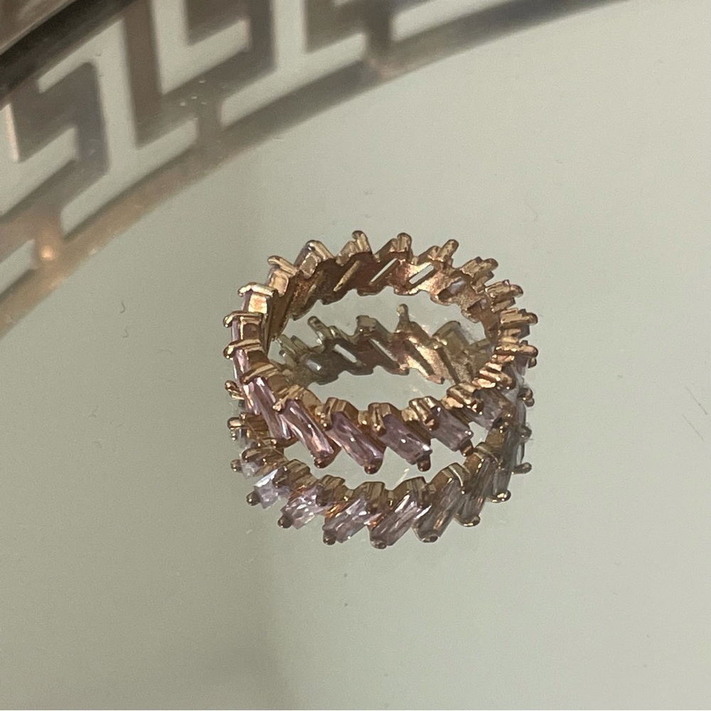 Brandy Melville crystal ring gold band w/ light purple gems